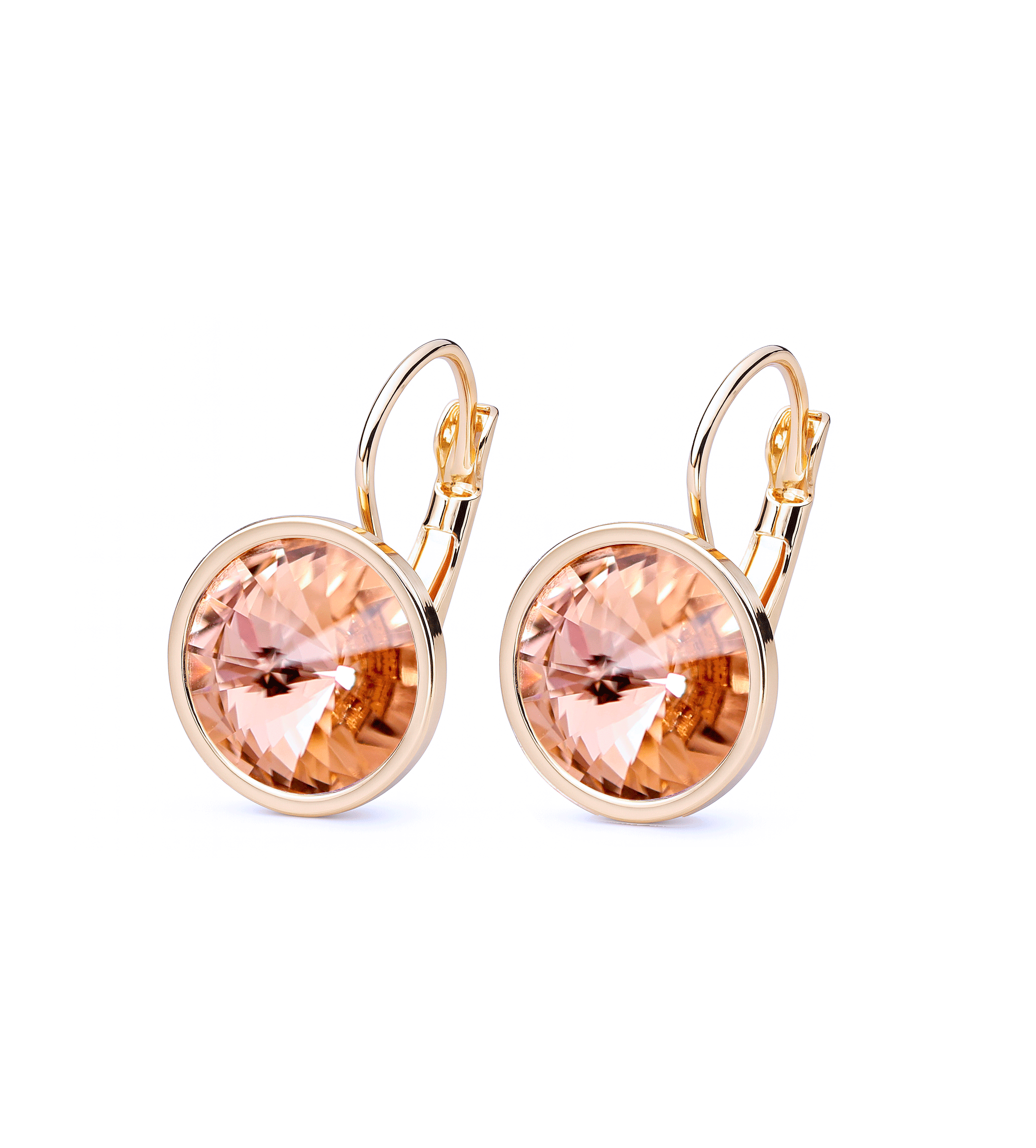 Ohrringe Stella mit Kristallen - Light Peach, 18K vergoldet